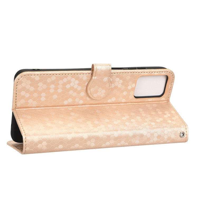 Cell Phone Cover For Motorola Moto E22i 4G / E22 4G Dot Pattern Imprinted Flip Wallet Case Magnetic PU Leather Stand Phone Shell with Strap - Rose Gold