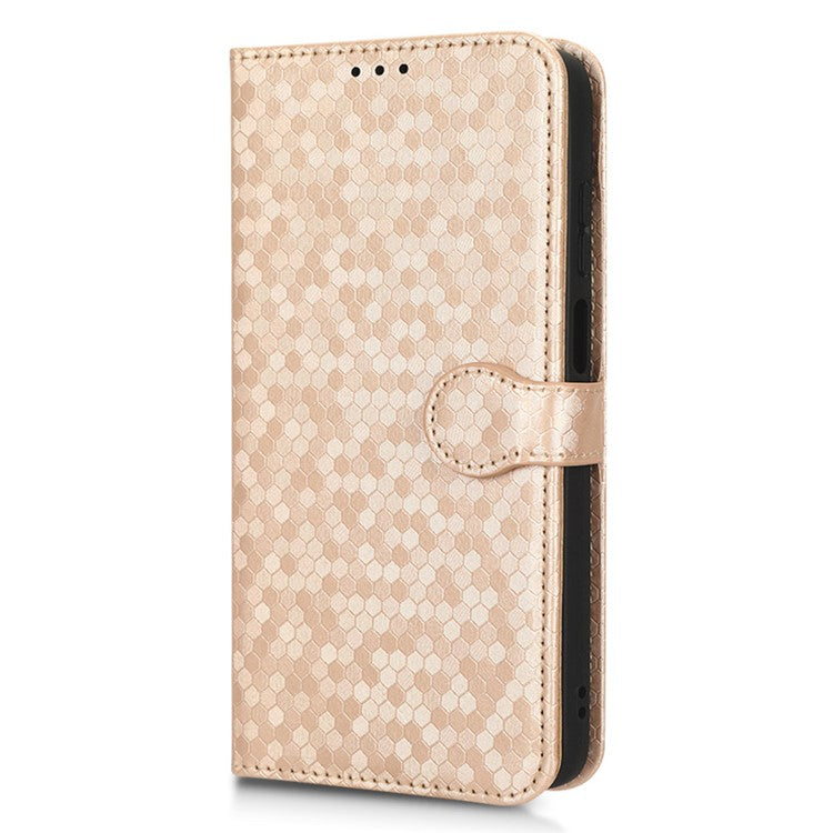 Cell Phone Cover For Motorola Moto E22i 4G / E22 4G Dot Pattern Imprinted Flip Wallet Case Magnetic PU Leather Stand Phone Shell with Strap - Rose Gold