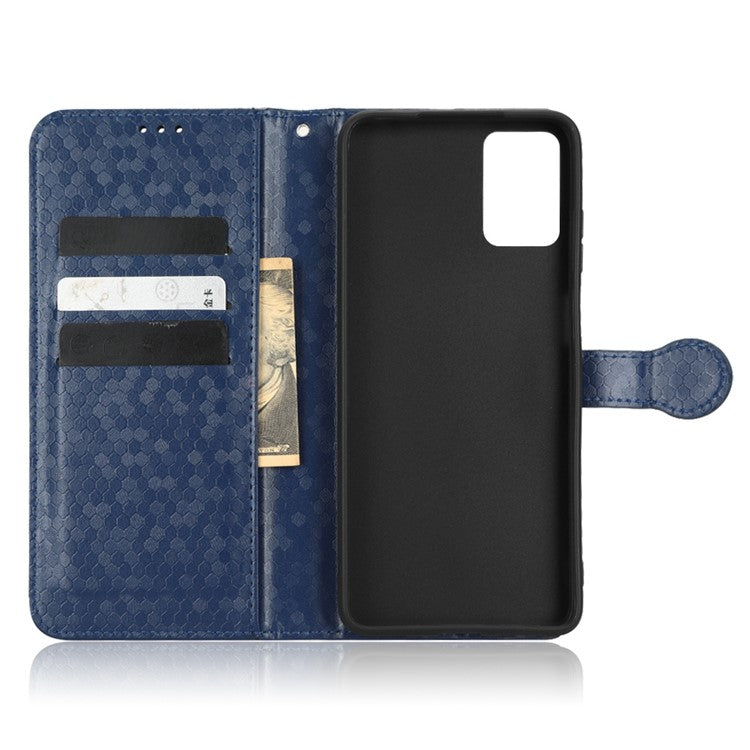 Cell Phone Cover For Motorola Moto E22i 4G / E22 4G Dot Pattern Imprinted Flip Wallet Case Magnetic PU Leather Stand Phone Shell with Strap - Dark Blue