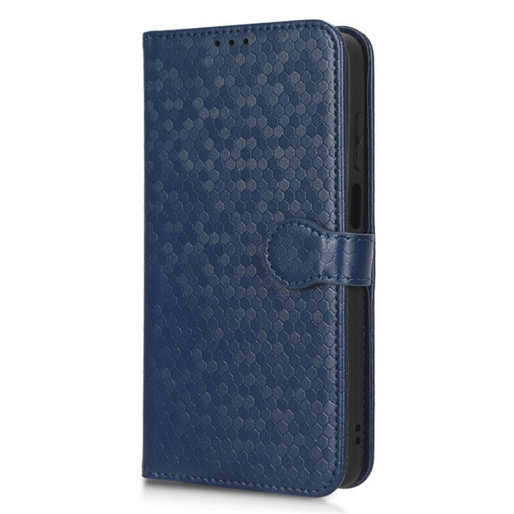 Cell Phone Cover For Motorola Moto E22i 4G / E22 4G Dot Pattern Imprinted Flip Wallet Case Magnetic PU Leather Stand Phone Shell with Strap - Dark Blue
