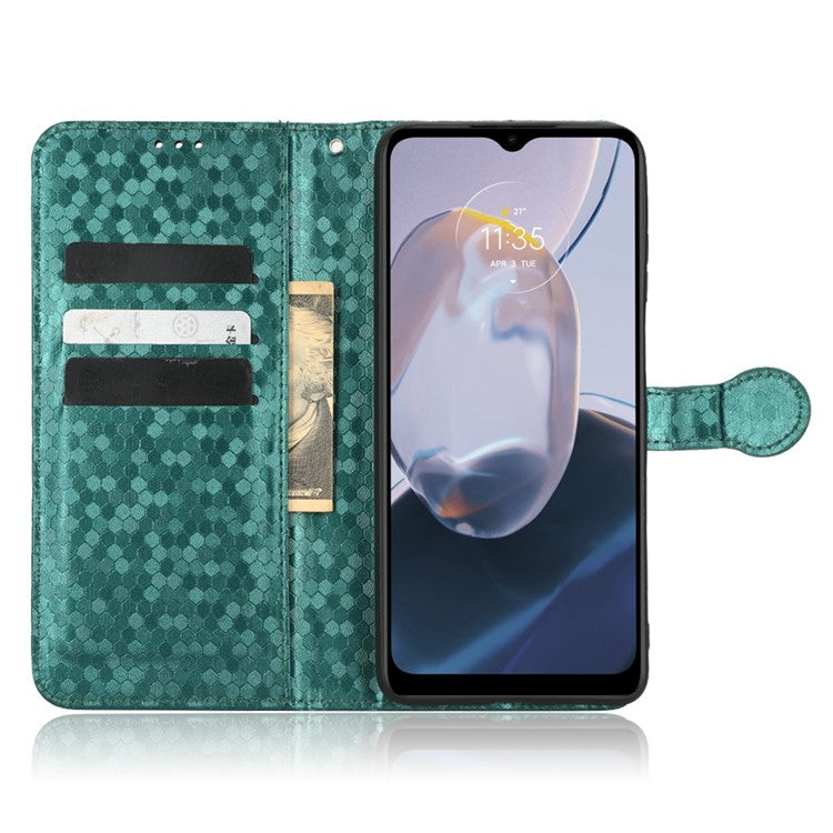 Cell Phone Cover For Motorola Moto E22i 4G / E22 4G Dot Pattern Imprinted Flip Wallet Case Magnetic PU Leather Stand Phone Shell with Strap - Green