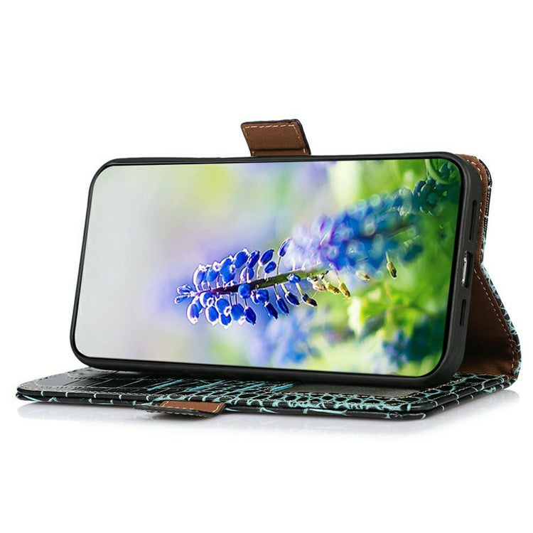 For Motorola Edge 60 Fusion 5G Case Crocodile Texture Genuine Cow Leather Phone Wallet Cover - Green