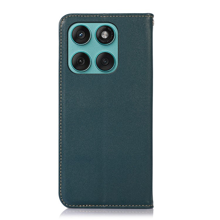 KHAZNEH For Motorola Edge 60 Fusion 5G Case Wallet Genuine Cow Leather Phone Cover Nappa Texture - Green