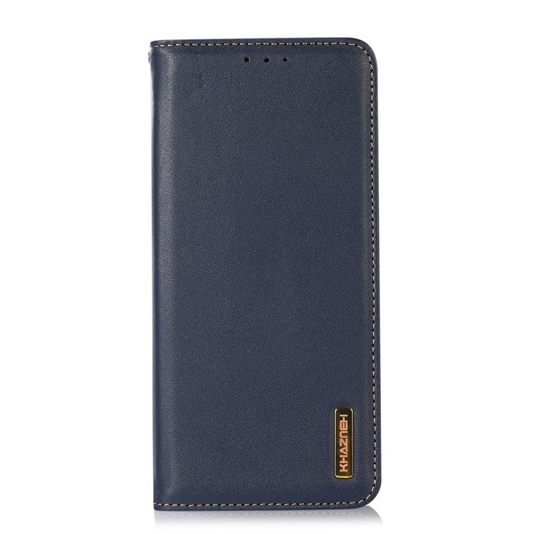 KHAZNEH For Motorola Edge 60 Fusion 5G Case Wallet Genuine Cow Leather Phone Cover Nappa Texture - Blue