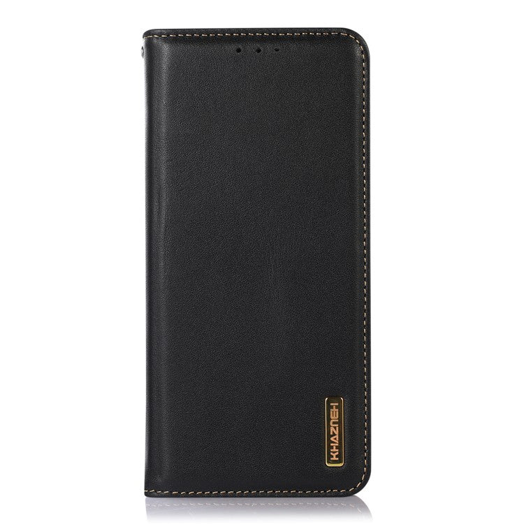 KHAZNEH For Motorola Edge 60 Fusion 5G Case Wallet Genuine Cow Leather Phone Cover Nappa Texture - Black