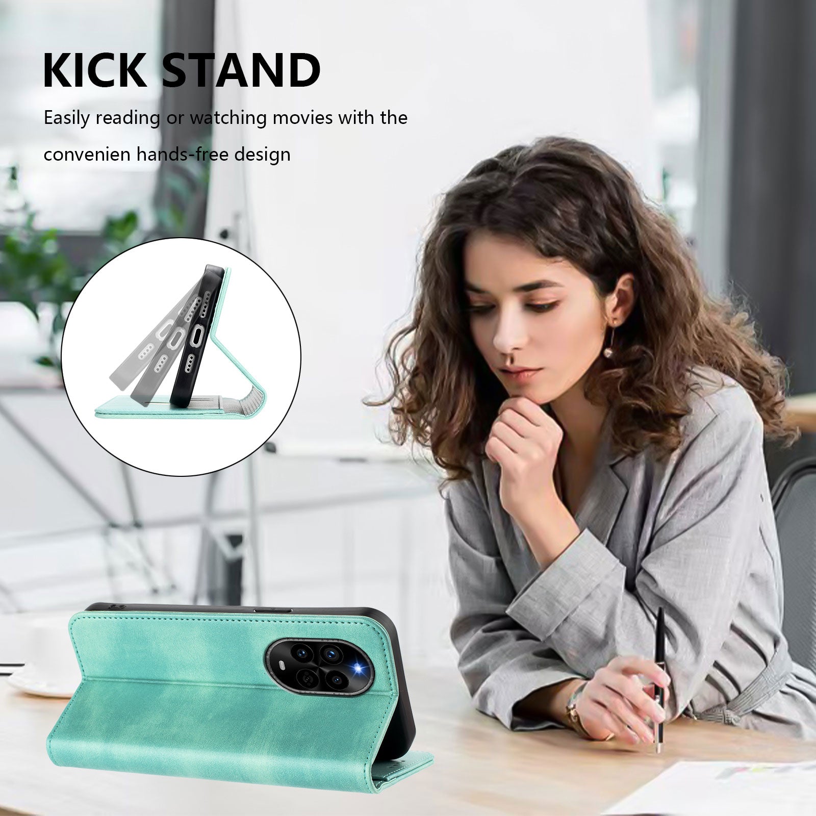 For Huawei nova 13 Pro 5G Wallet Cases Retro Texture RFID Blocking Leather Phone Cover - Mint Green