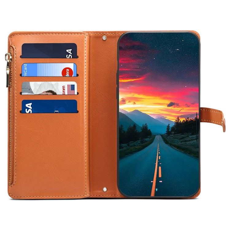 ESEBLE Galaxy Series For Motorola Moto G Stylus 5G (2025) / Edge 60 Stylus 5G Case Leather Zipper Phone Cover RFID Blocking - Brown