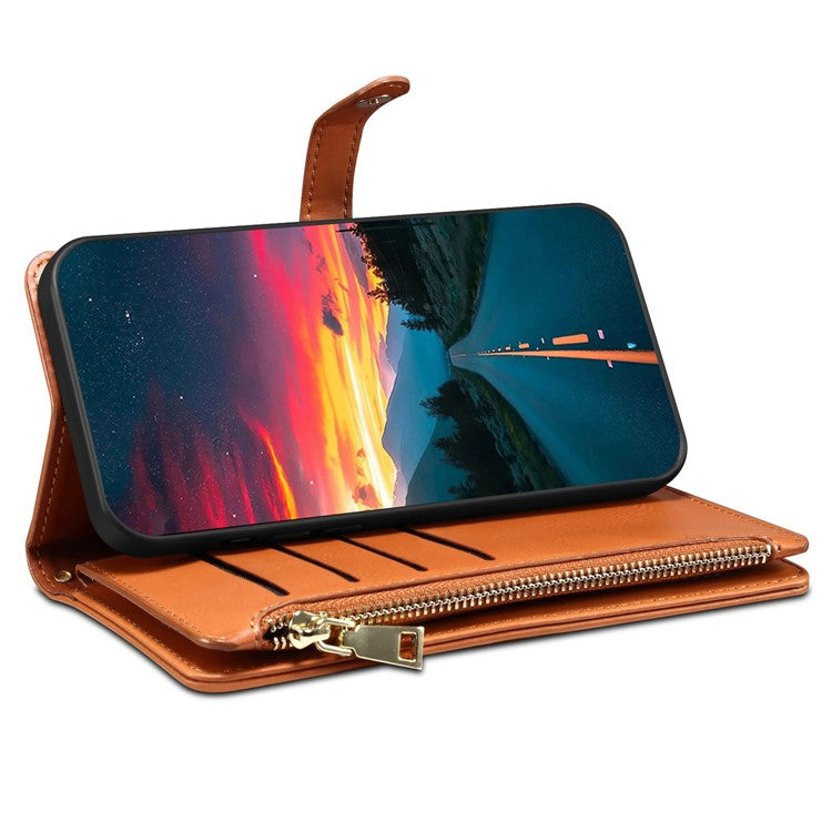 ESEBLE Galaxy Series For Motorola Moto G Stylus 5G (2025) / Edge 60 Stylus 5G Case Leather Zipper Phone Cover RFID Blocking - Brown