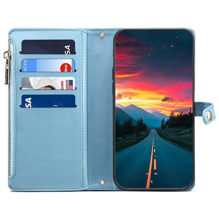 ESEBLE Galaxy Series For Motorola Moto G Stylus 5G (2025) / Edge 60 Stylus 5G Case Leather Zipper Phone Cover RFID Blocking - Blue