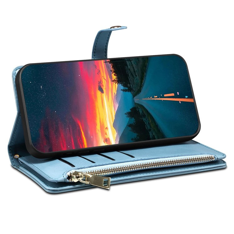ESEBLE Galaxy Series For Motorola Moto G Stylus 5G (2025) / Edge 60 Stylus 5G Case Leather Zipper Phone Cover RFID Blocking - Blue