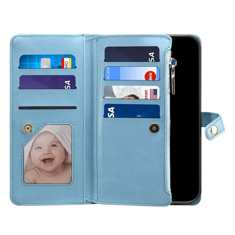 ESEBLE Galaxy Series For Motorola Moto G Stylus 5G (2025) / Edge 60 Stylus 5G Case Leather Zipper Phone Cover RFID Blocking - Blue