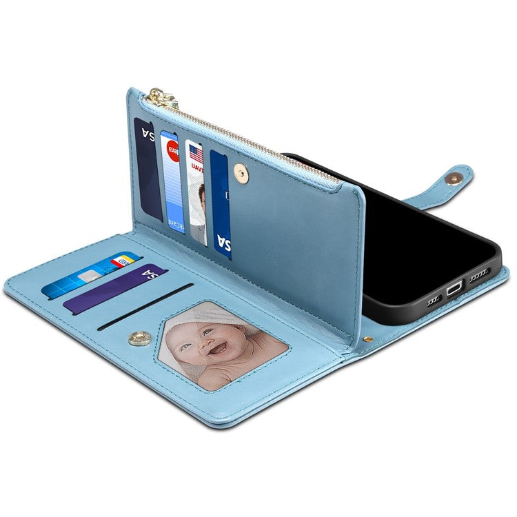 ESEBLE Galaxy Series For Motorola Moto G Stylus 5G (2025) / Edge 60 Stylus 5G Case Leather Zipper Phone Cover RFID Blocking - Blue