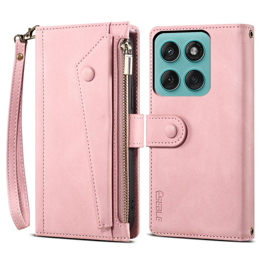 ESEBLE Star Series For Motorola Moto G Stylus 5G (2025) / Edge 60 Stylus 5G Case Zipper Wallet Leather Stand Phone Cover - Rose Gold