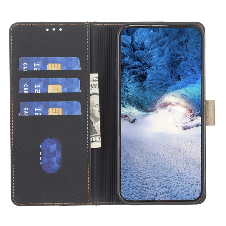 BINFEN COLOR BF33 For Motorola Edge 60 Fusion 5G Leather Case Splicing Color RFID Blocking Wallet Stand Phone Cover - Black