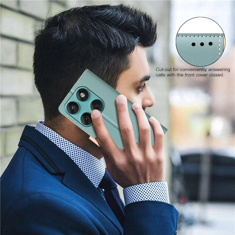 BINFEN COLOR BF33 For Motorola Edge 60 Fusion 5G Leather Case Splicing Color RFID Blocking Wallet Stand Phone Cover - Green