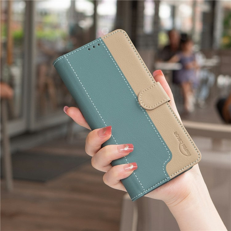 BINFEN COLOR BF33 For Motorola Edge 60 Fusion 5G Leather Case Splicing Color RFID Blocking Wallet Stand Phone Cover - Green