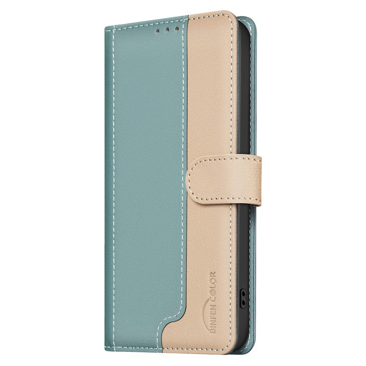 BINFEN COLOR BF33 For Motorola Edge 60 Fusion 5G Leather Case Splicing Color RFID Blocking Wallet Stand Phone Cover - Green