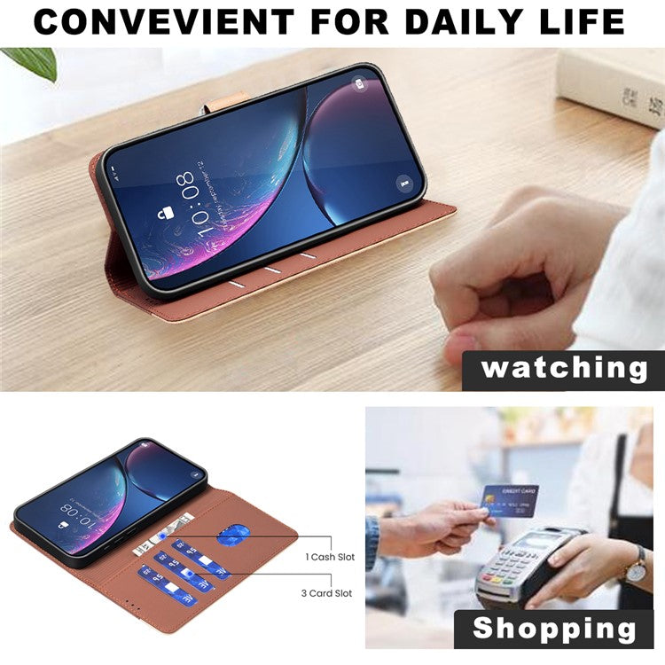 BINFEN COLOR BF33 For Motorola Edge 60 Fusion 5G Leather Case Splicing Color RFID Blocking Wallet Stand Phone Cover - Brown