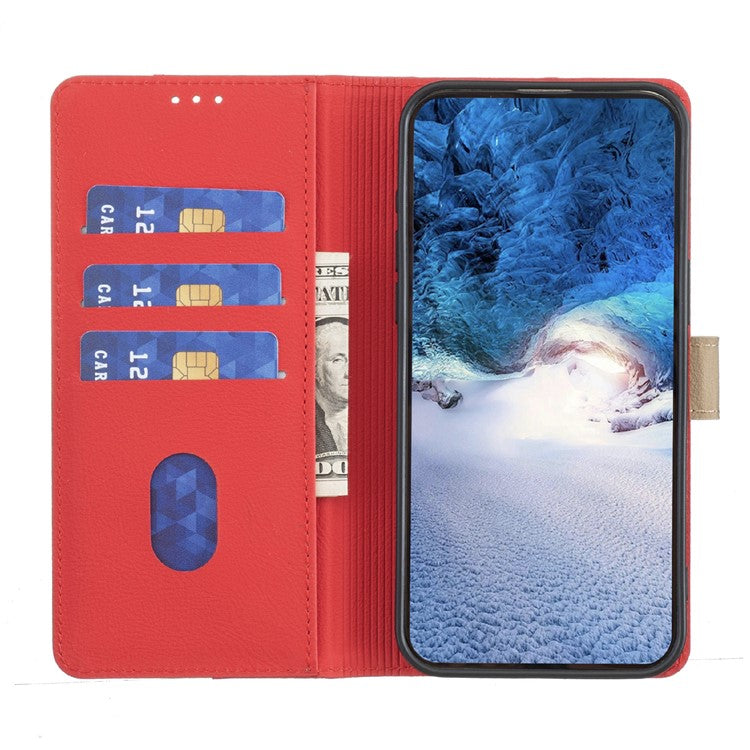 BINFEN COLOR BF33 For Motorola Edge 60 Fusion 5G Leather Case Splicing Color RFID Blocking Wallet Stand Phone Cover - Red
