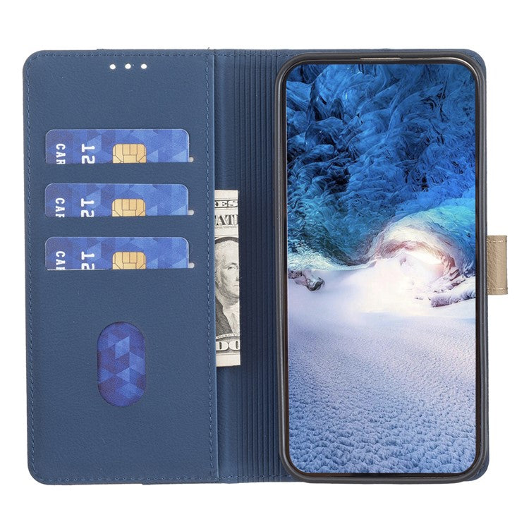 BINFEN COLOR BF33 For Motorola Edge 60 Fusion 5G Leather Case Splicing Color RFID Blocking Wallet Stand Phone Cover - Blue