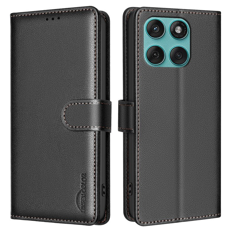 BINFEN COLOR BF32 For Motorola Edge 60 Fusion 5G Leather Case Wallet RFID Blocking Phone Cover - Black
