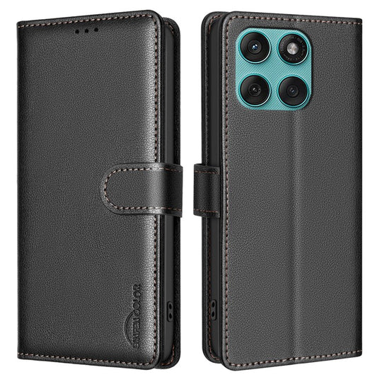 BINFEN COLOR BF32 For Motorola Edge 60 Fusion 5G Leather Case Wallet RFID Blocking Phone Cover - Black