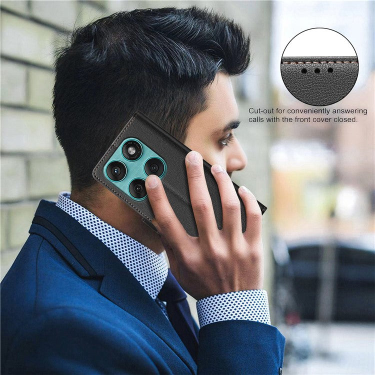 BINFEN COLOR BF32 For Motorola Edge 60 Fusion 5G Leather Case Wallet RFID Blocking Phone Cover - Black