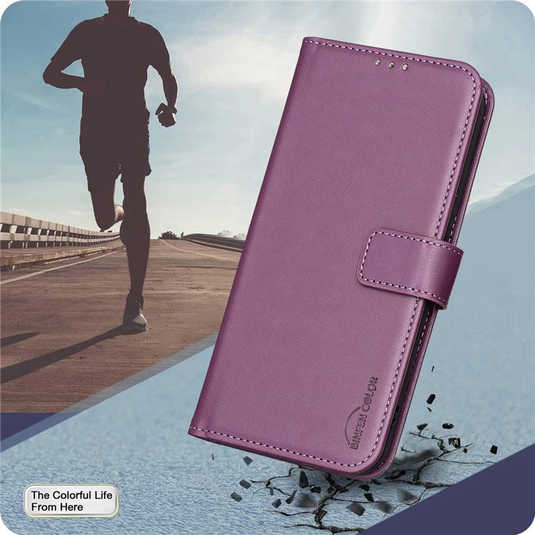 BINFEN COLOR BF17 For Motorola Edge 60 Fusion 5G Case Wallet Folio Flip Leather Cover - Dark Purple