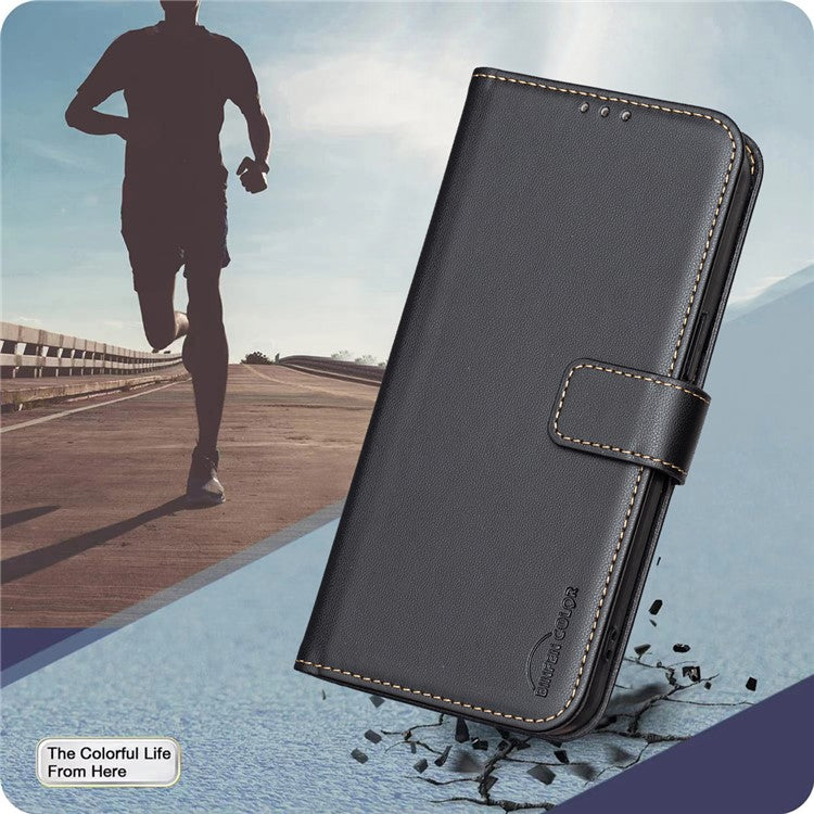 BINFEN COLOR BF17 For Motorola Edge 60 Fusion 5G Case Wallet Folio Flip Leather Cover - Black