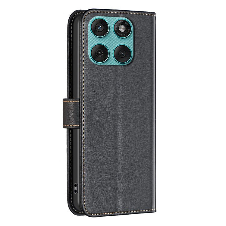 BINFEN COLOR BF17 For Motorola Edge 60 Fusion 5G Case Wallet Folio Flip Leather Cover - Black