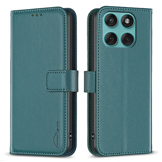 BINFEN COLOR BF17 For Motorola Edge 60 Fusion 5G Case Wallet Folio Flip Leather Cover - Green