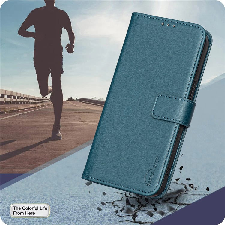 BINFEN COLOR BF17 For Motorola Edge 60 Fusion 5G Case Wallet Folio Flip Leather Cover - Green