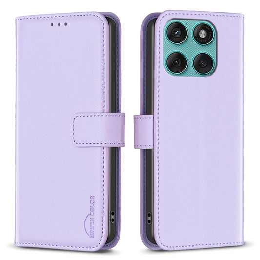 BINFEN COLOR BF17 For Motorola Edge 60 Fusion 5G Case Wallet Folio Flip Leather Cover - Purple