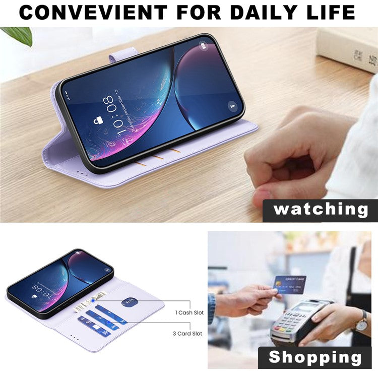 BINFEN COLOR BF17 For Motorola Edge 60 Fusion 5G Case Wallet Folio Flip Leather Cover - Purple