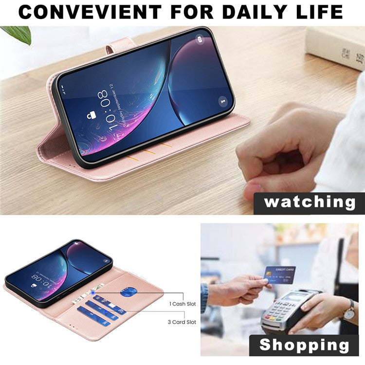 BINFEN COLOR BF17 For Motorola Edge 60 Fusion 5G Case Wallet Folio Flip Leather Cover - Rose Gold