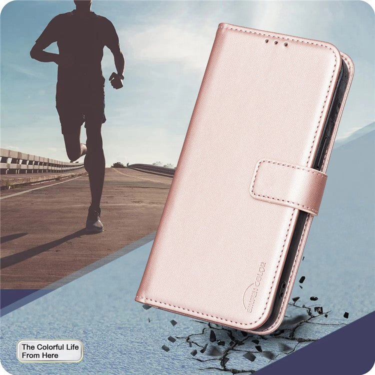 BINFEN COLOR BF17 For Motorola Edge 60 Fusion 5G Case Wallet Folio Flip Leather Cover - Rose Gold