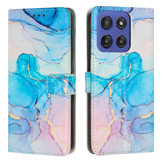 Stand Case for Motorola Edge 60 Fusion 5G / Edge (2025) 5G Marble Pattern PU Leather Wallet Phone Cover - Pink  /  Green