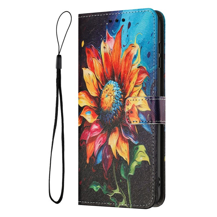 YX-2501 Wallet Case for Motorola Edge 60 Fusion 5G / Edge (2025) 5G Pattern Printing PU Leather Phone Cover with Lanyard - Sunflower