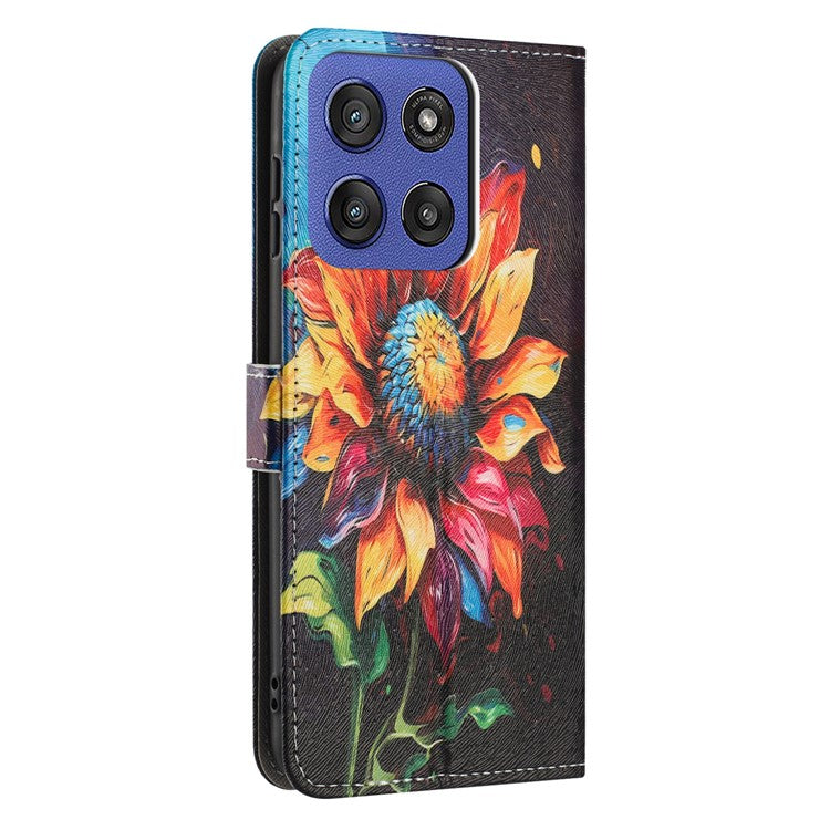 YX-2501 Wallet Case for Motorola Edge 60 Fusion 5G / Edge (2025) 5G Pattern Printing PU Leather Phone Cover with Lanyard - Sunflower