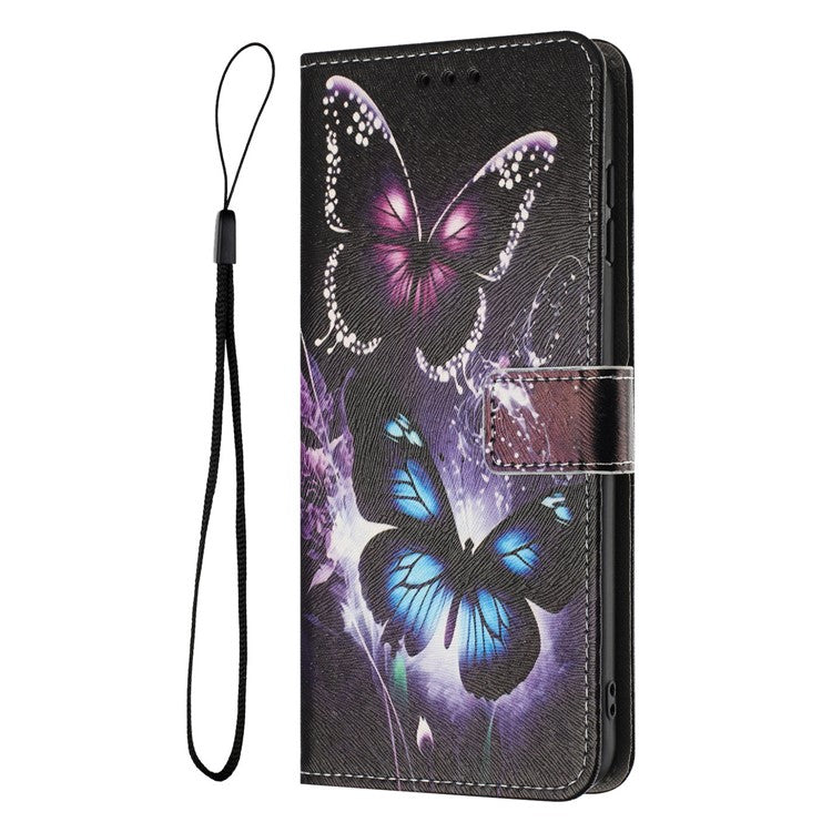 YX-2501 Wallet Case for Motorola Edge 60 Fusion 5G / Edge (2025) 5G Pattern Printing PU Leather Phone Cover with Lanyard - Two Butterflies