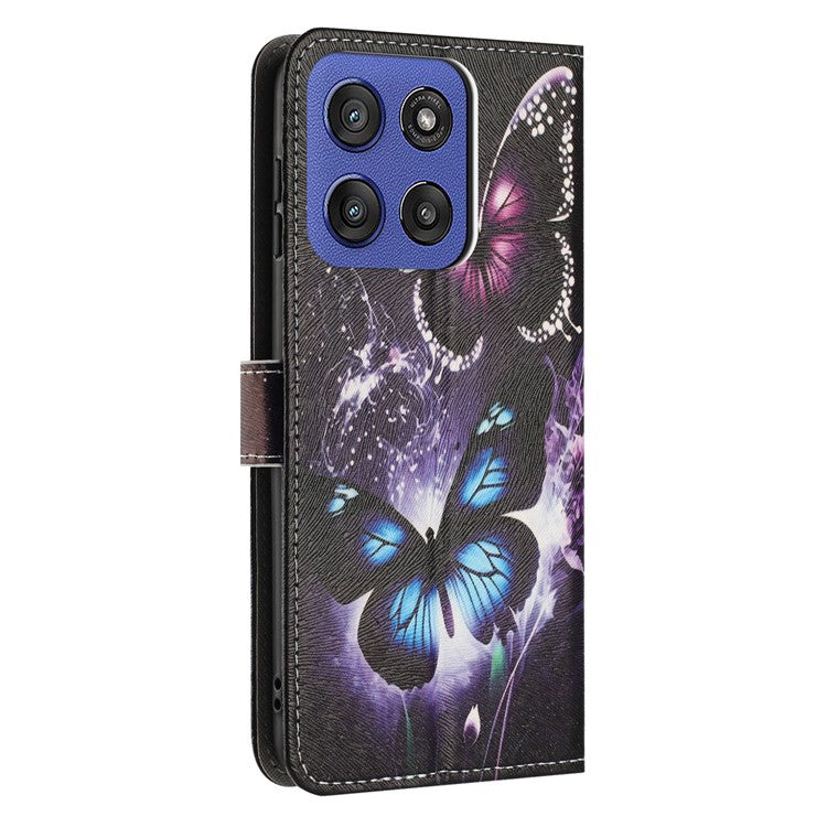 YX-2501 Wallet Case for Motorola Edge 60 Fusion 5G / Edge (2025) 5G Pattern Printing PU Leather Phone Cover with Lanyard - Two Butterflies