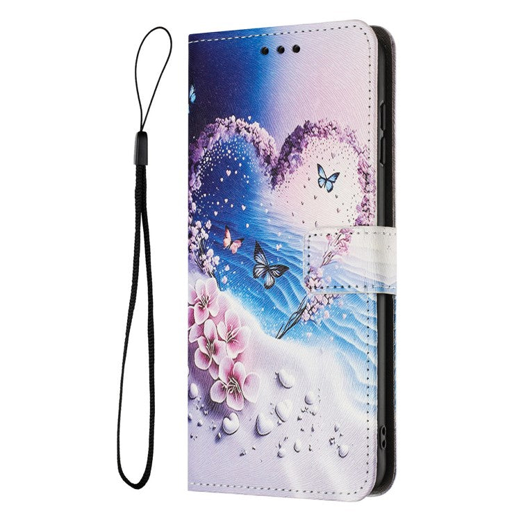 YX-2501 Wallet Case for Motorola Edge 60 Fusion 5G / Edge (2025) 5G Pattern Printing PU Leather Phone Cover with Lanyard - Heart Butterfly