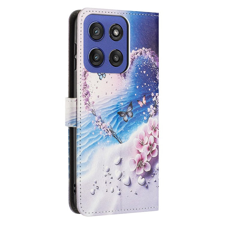 YX-2501 Wallet Case for Motorola Edge 60 Fusion 5G / Edge (2025) 5G Pattern Printing PU Leather Phone Cover with Lanyard - Heart Butterfly