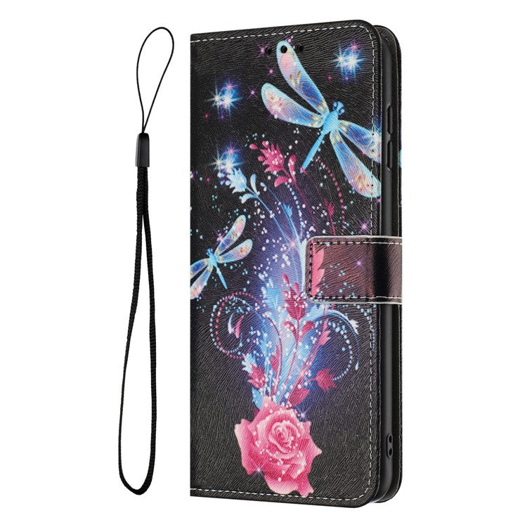 YX-2501 Wallet Case for Motorola Edge 60 Fusion 5G / Edge (2025) 5G Pattern Printing PU Leather Phone Cover with Lanyard - Dragonfly