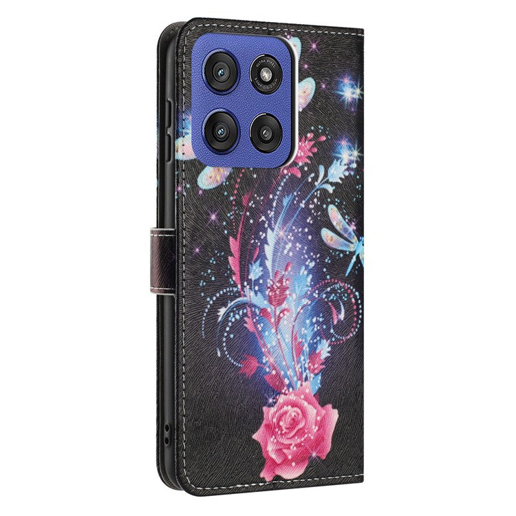 YX-2501 Wallet Case for Motorola Edge 60 Fusion 5G / Edge (2025) 5G Pattern Printing PU Leather Phone Cover with Lanyard - Dragonfly