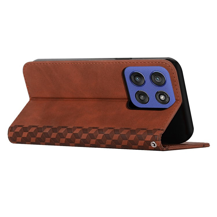 Wallet Case for Motorola Edge 60 Fusion 5G / Edge (2025) 5G Leather Phone Cover Pattern Imprinted - Brown