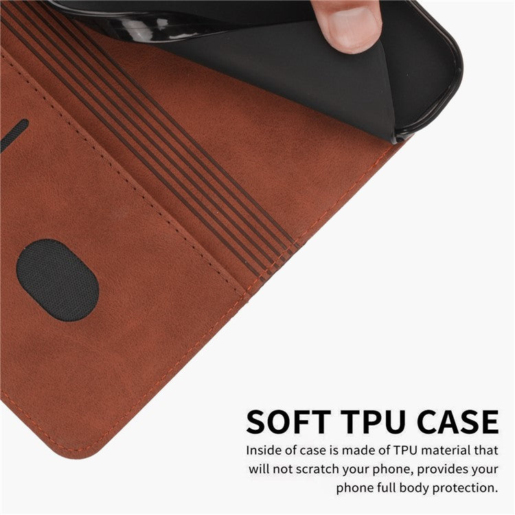 Wallet Case for Motorola Edge 60 Fusion 5G / Edge (2025) 5G Leather Phone Cover Pattern Imprinted - Brown