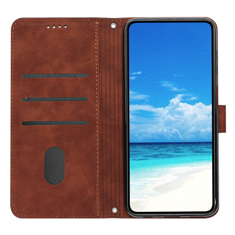 Stand Case for Motorola Edge 60 Fusion 5G / Edge (2025) 5G PU Leather Phone Cover Imprinted Heart Pattern - Brown