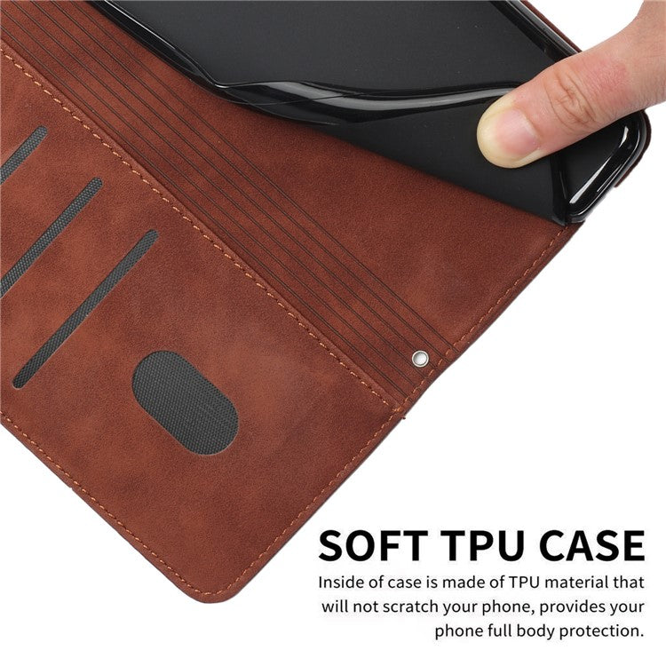 Stand Case for Motorola Edge 60 Fusion 5G / Edge (2025) 5G PU Leather Phone Cover Imprinted Heart Pattern - Brown
