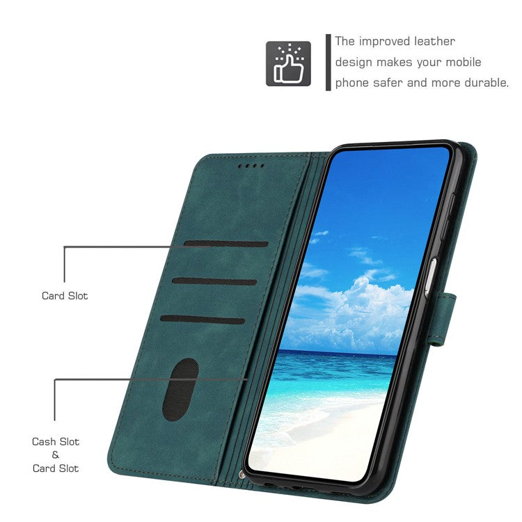 Stand Case for Motorola Edge 60 Fusion 5G / Edge (2025) 5G PU Leather Phone Cover Imprinted Heart Pattern - Green